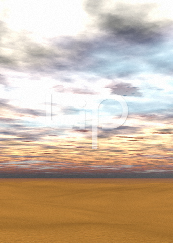 砂漠と朝焼け雲